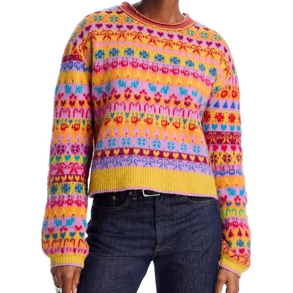Free People Favorite Things Sweater Bright Confetti Wool Blend Size Medium $168